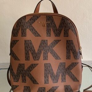 Michael Kors Tan and Brown Logo Backpack